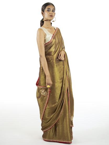 Brown Tissue Saree