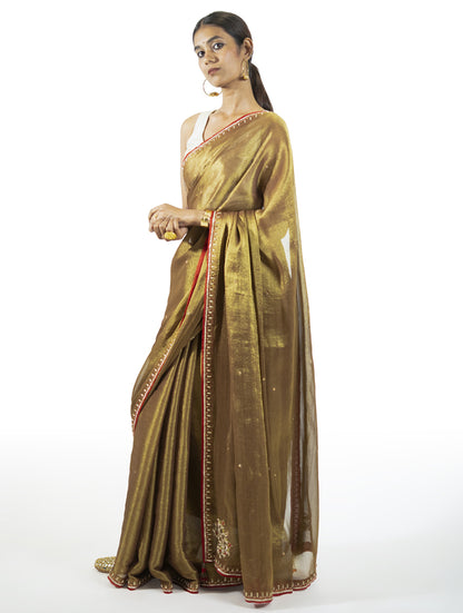 Brown Tissue Saree