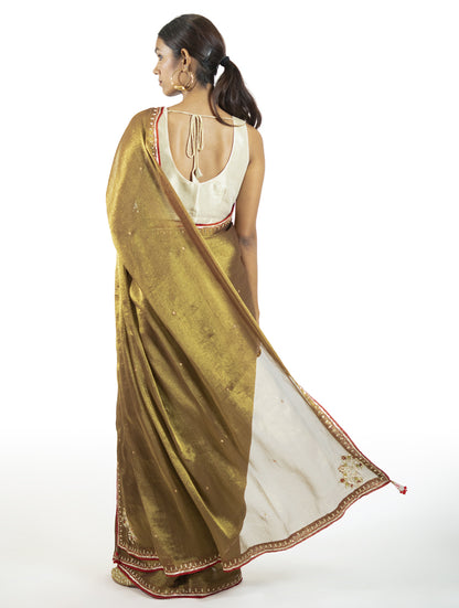 Brown Tissue Saree