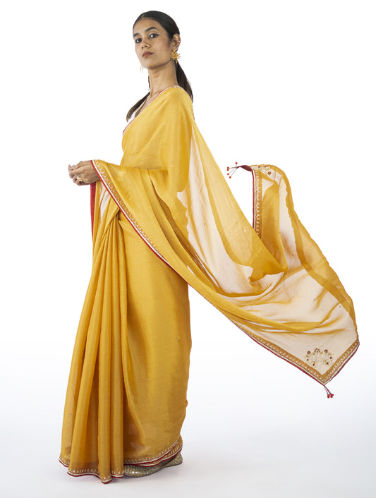 Mustard Tissue Saree