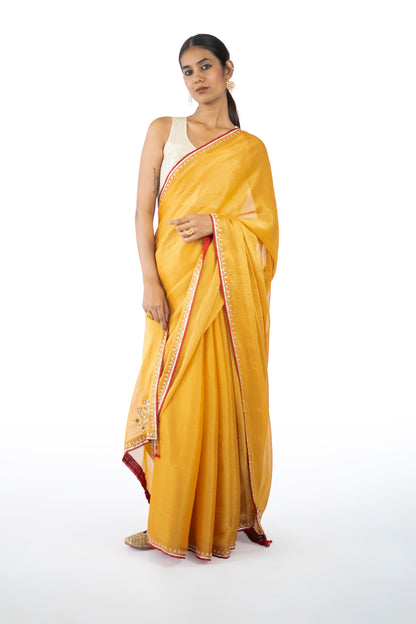 Brown Tissue Saree
