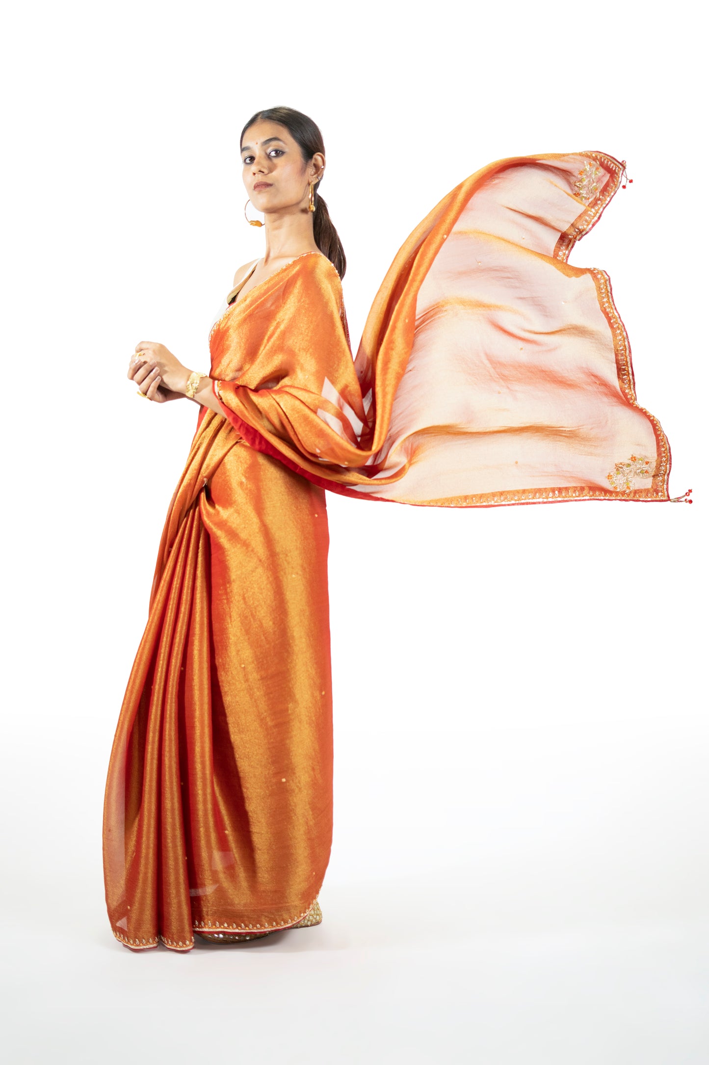 Brown Tissue Saree