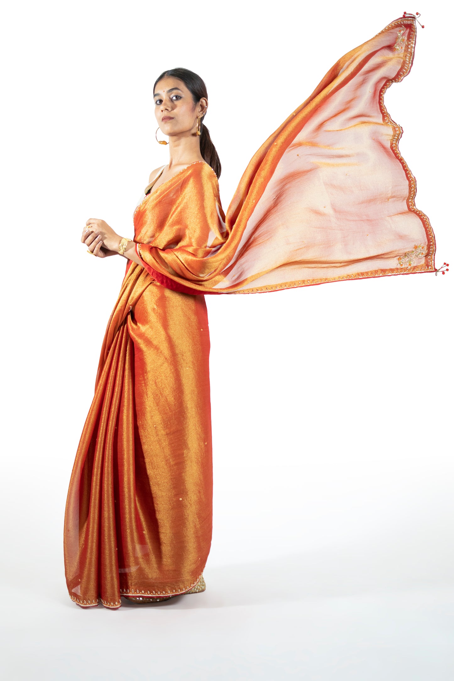 Brown Tissue Saree
