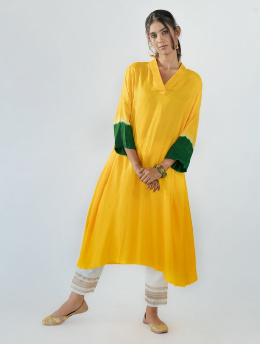 Yellow A-Line Kurta Set