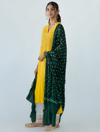 Dark Green Bandhej Dupatta