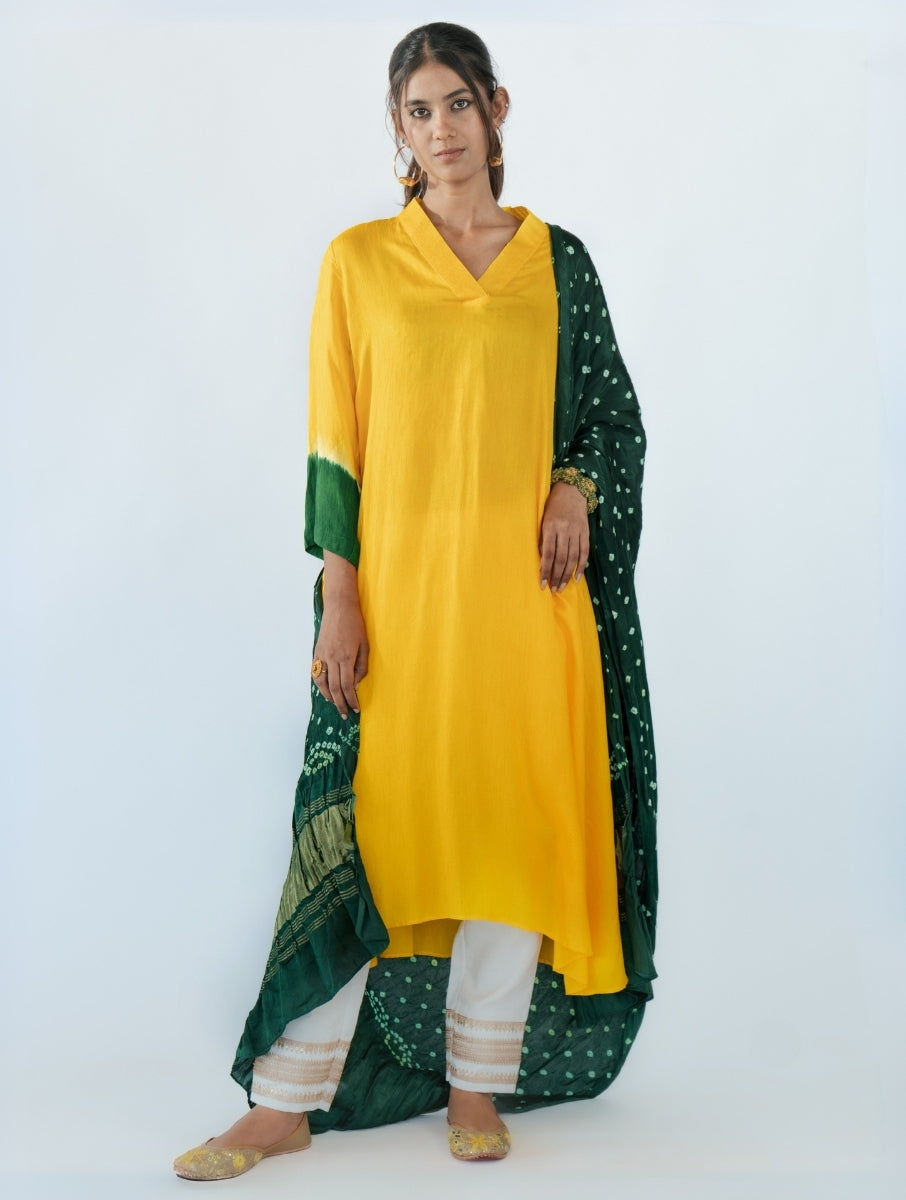Yellow A-Line Kurta Set