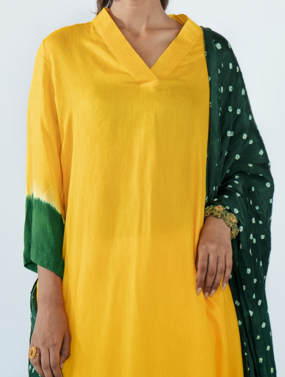 Yellow A-Line Kurta Set