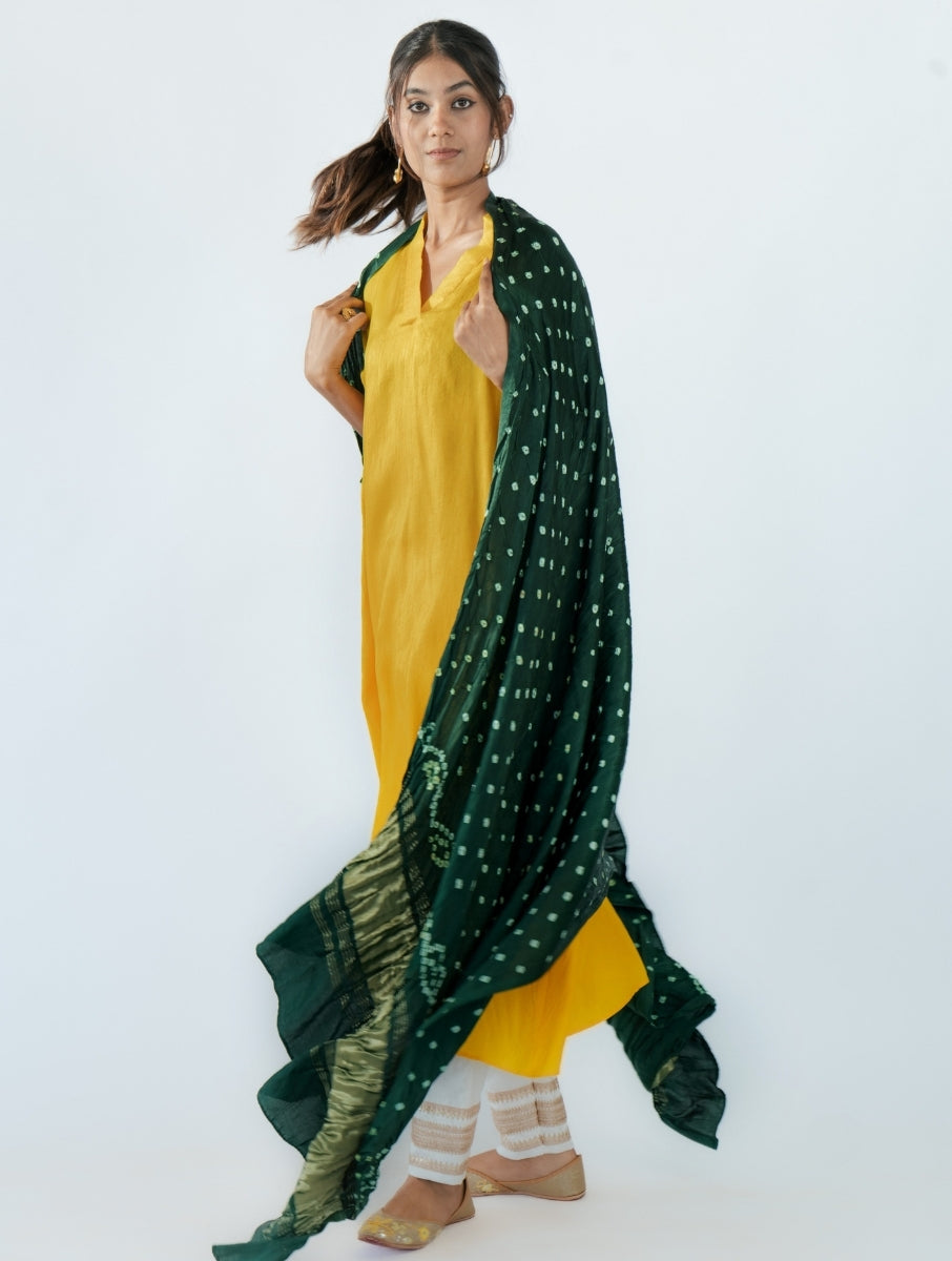 Dark Green Bandhej Dupatta