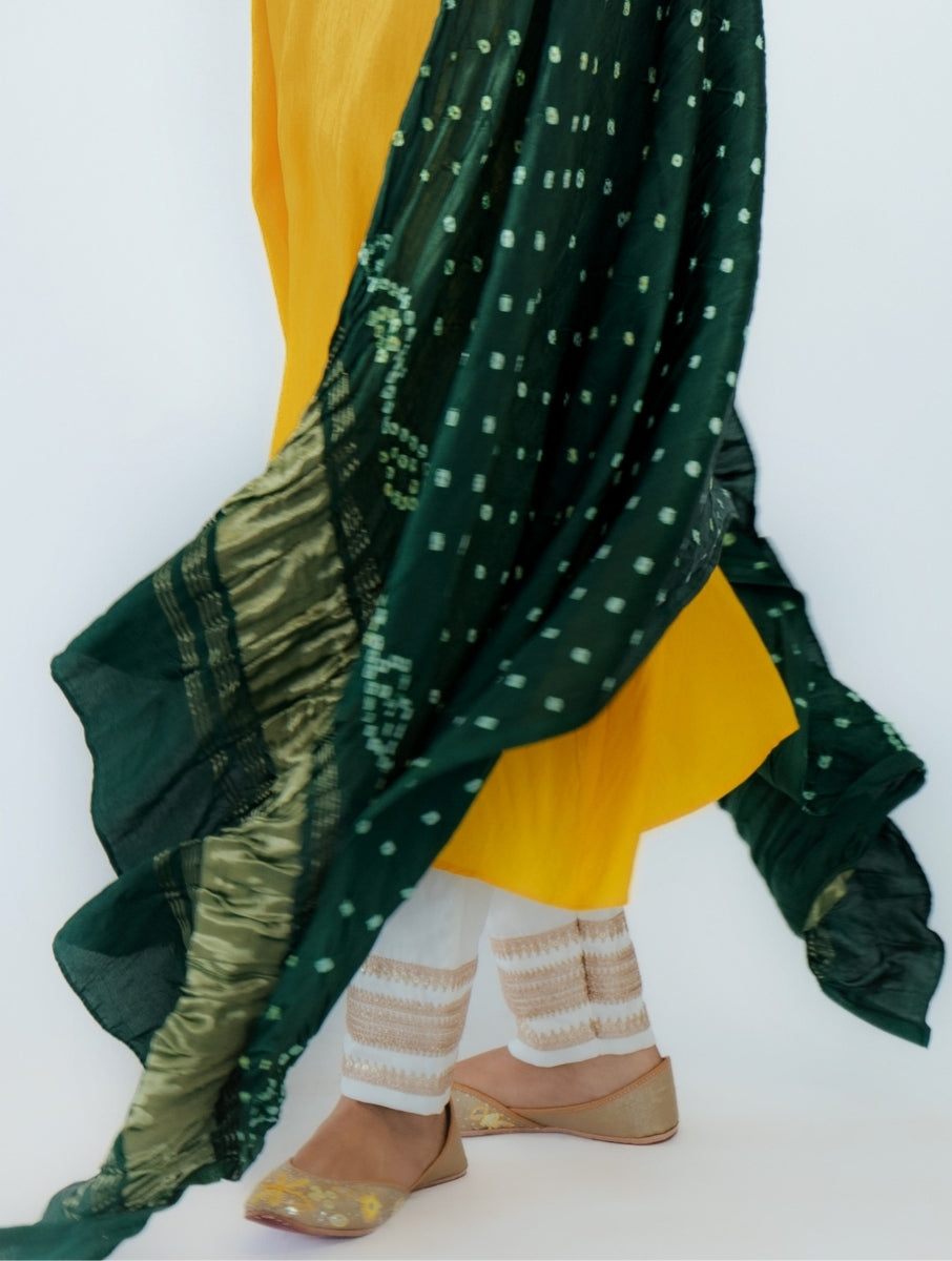 Dark Green Bandhej Dupatta