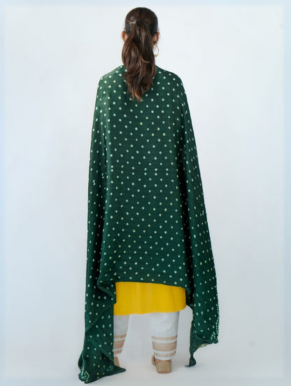 Dark Green Bandhej Dupatta