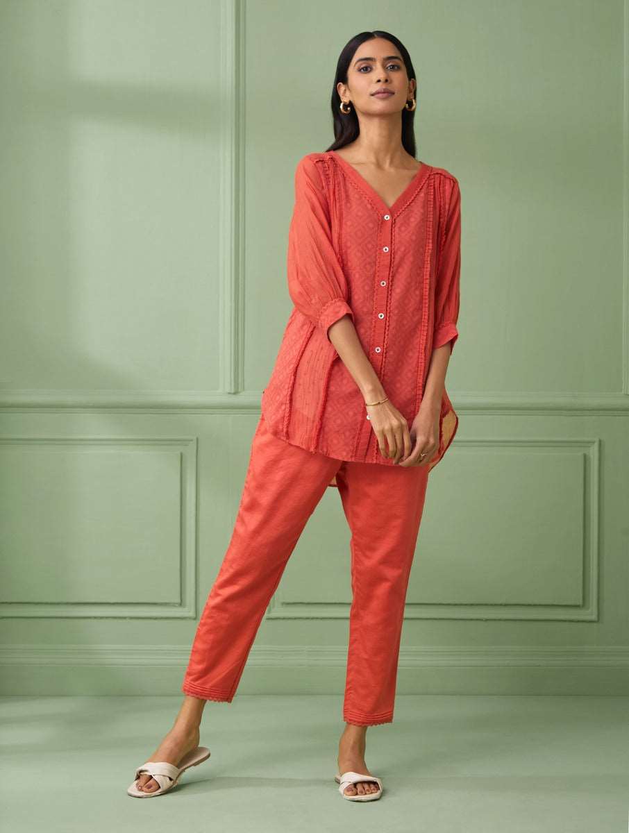 Coral Shirt with Pants (Set of 3)