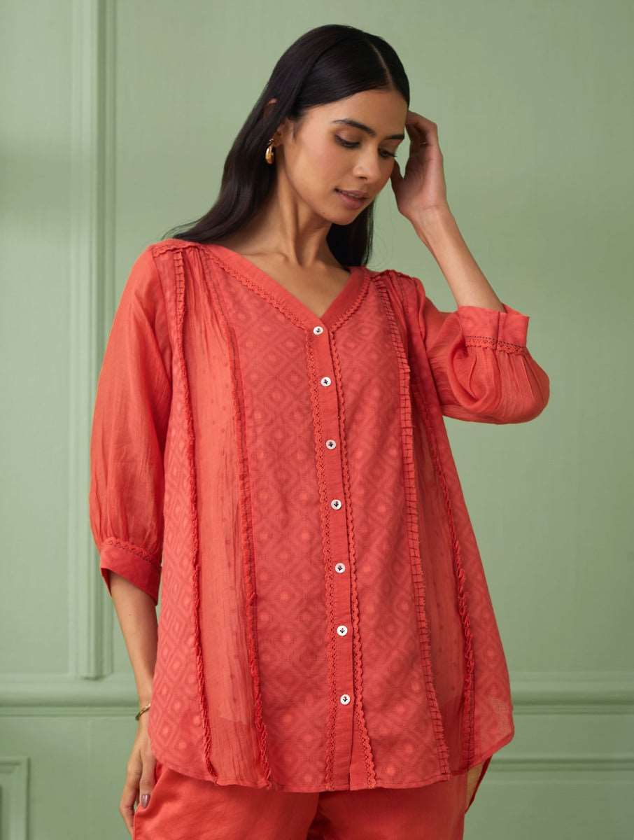 Coral Shirt with Pants (Set of 3)