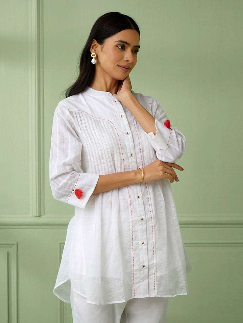 Front Open Cotton Shirt with Slip (set of 2)