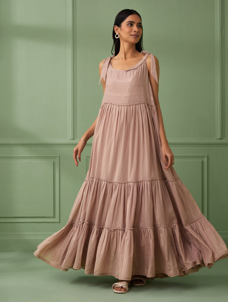 Rose Breezy Tiered Maxi Dress