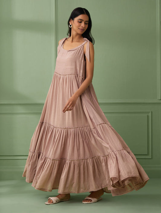 Rose Breezy Tiered Maxi Dress