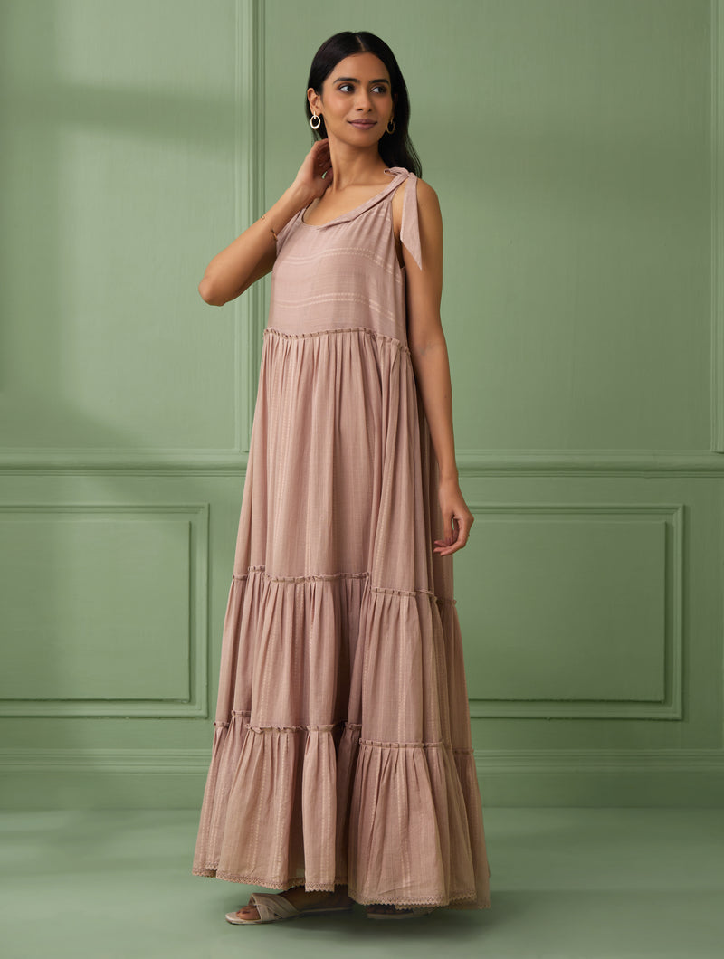 Rose Breezy Tiered Maxi Dress