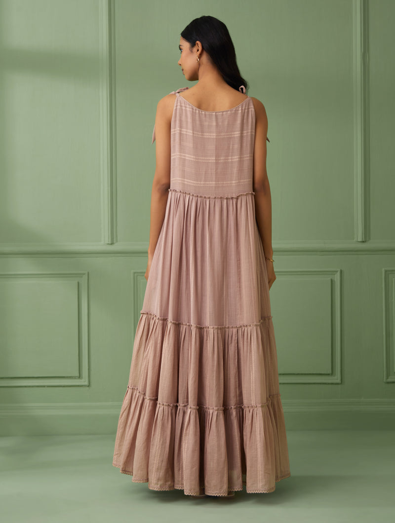 Rose Breezy Tiered Maxi Dress