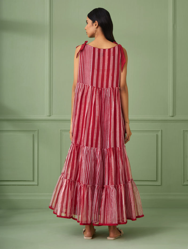 Stripe Breezy Tiered Maxi Dress