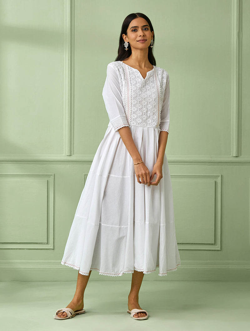 Cotton Jacquard Zari Woven White Dress Material with Cotton Silk Dupat –  Safaa World