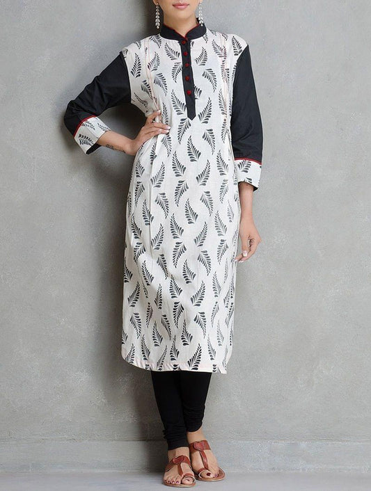 Black and white print kurta