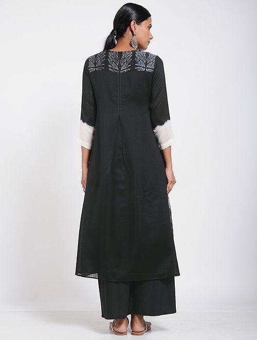 Black shibori kurta (Set of 2)