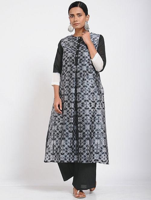 Black shibori kurta (Set of 2)