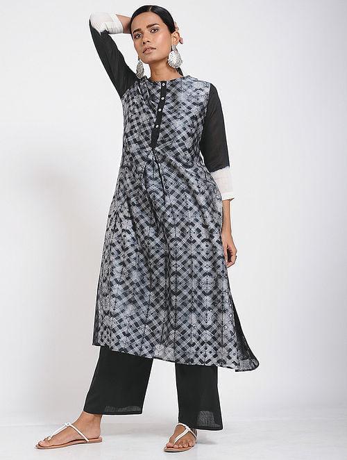 Black shibori kurta (Set of 2)