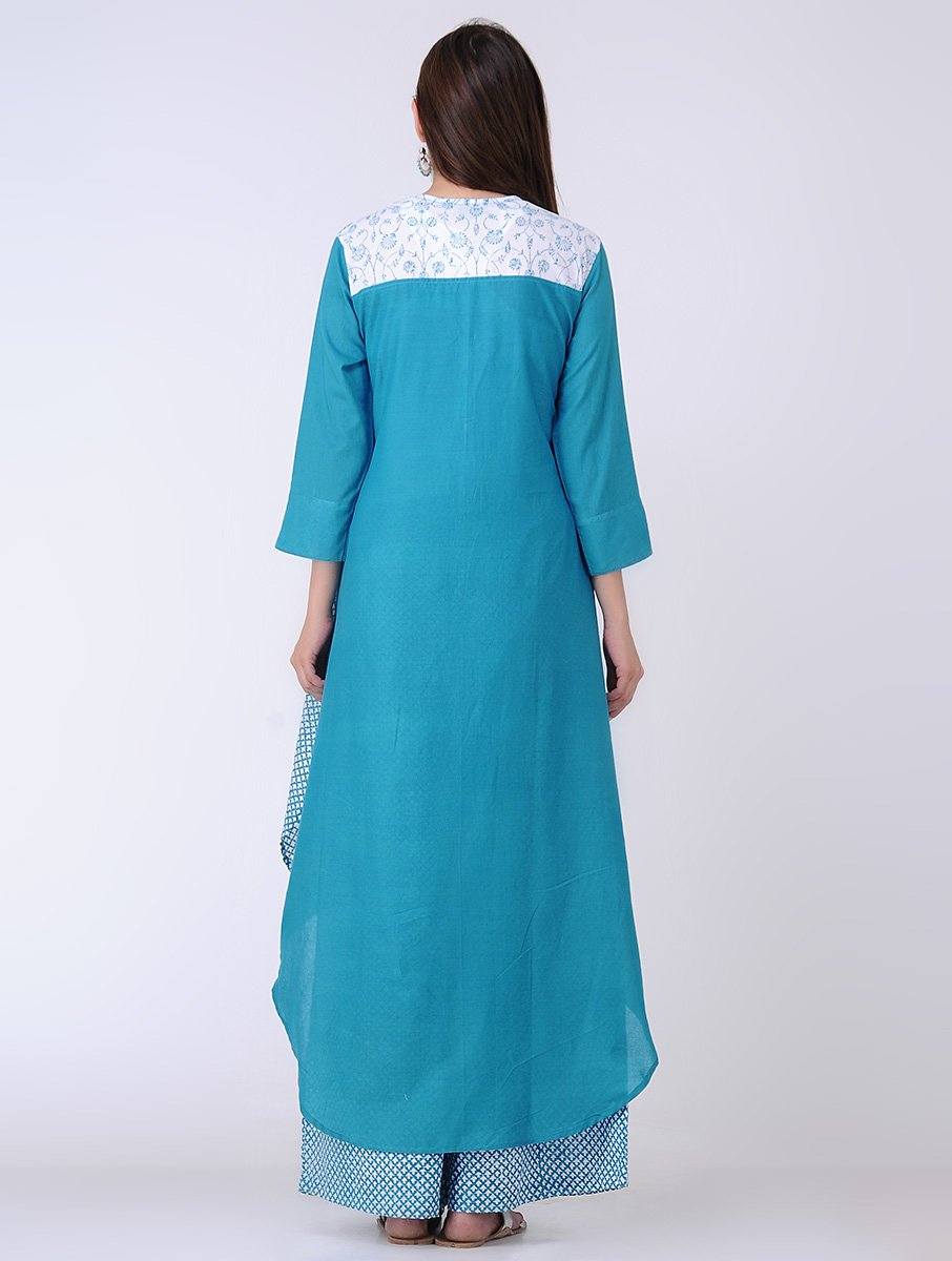 Blue high-low kurta Kurta The Neem Tree Sonal Kabra Buy Shop online premium luxury fashion clothing natural fabrics sustainable organic hand made handcrafted artisans craftsmen
