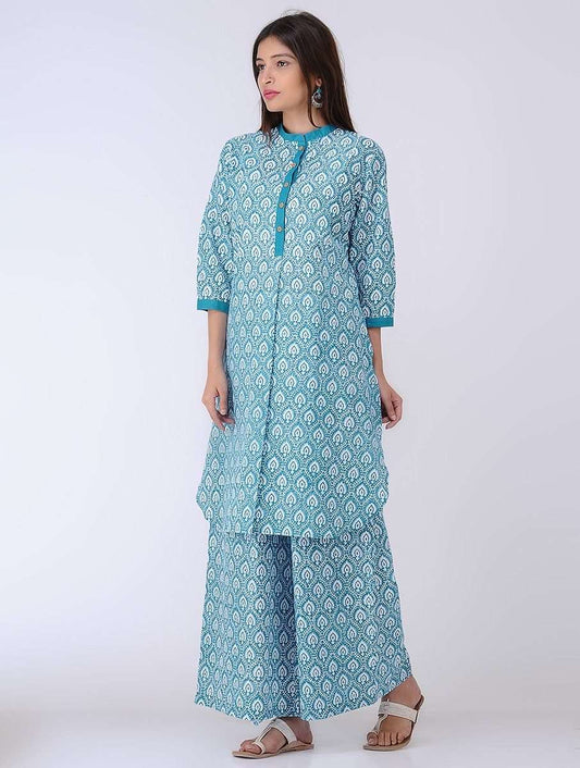 Blue lotus kurta Kurta The Neem Tree Sonal Kabra Buy Shop online premium luxury fashion clothing natural fabrics sustainable organic hand made handcrafted artisans craftsmen