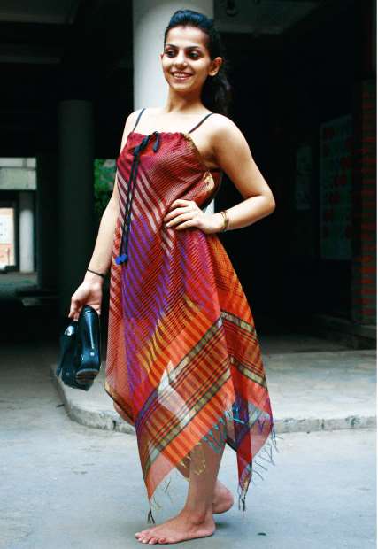 Brick red bias dress Dress Sonal Kabra Sonal Kabra Buy Shop online premium luxury fashion clothing natural fabrics sustainable organic hand made handcrafted artisans craftsmen