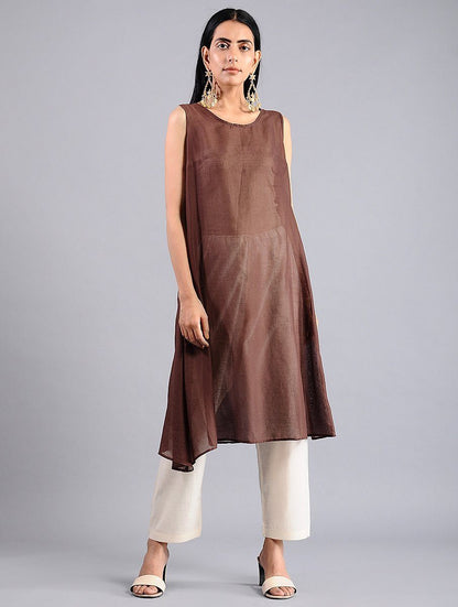 Brown shibori kurta (Set of 2) Kurta Sonal Kabra Sonal Kabra Buy Shop online premium luxury fashion clothing natural fabrics sustainable organic hand made handcrafted artisans craftsmen