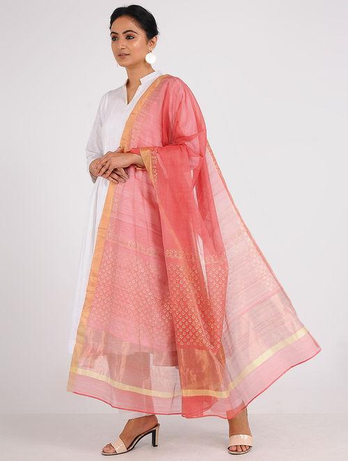 Chanderi zari dupatta Sarees & Stoles Sonal Kabra Sonal Kabra Buy Shop online premium luxury fashion clothing natural fabrics sustainable organic hand made handcrafted artisans craftsmen