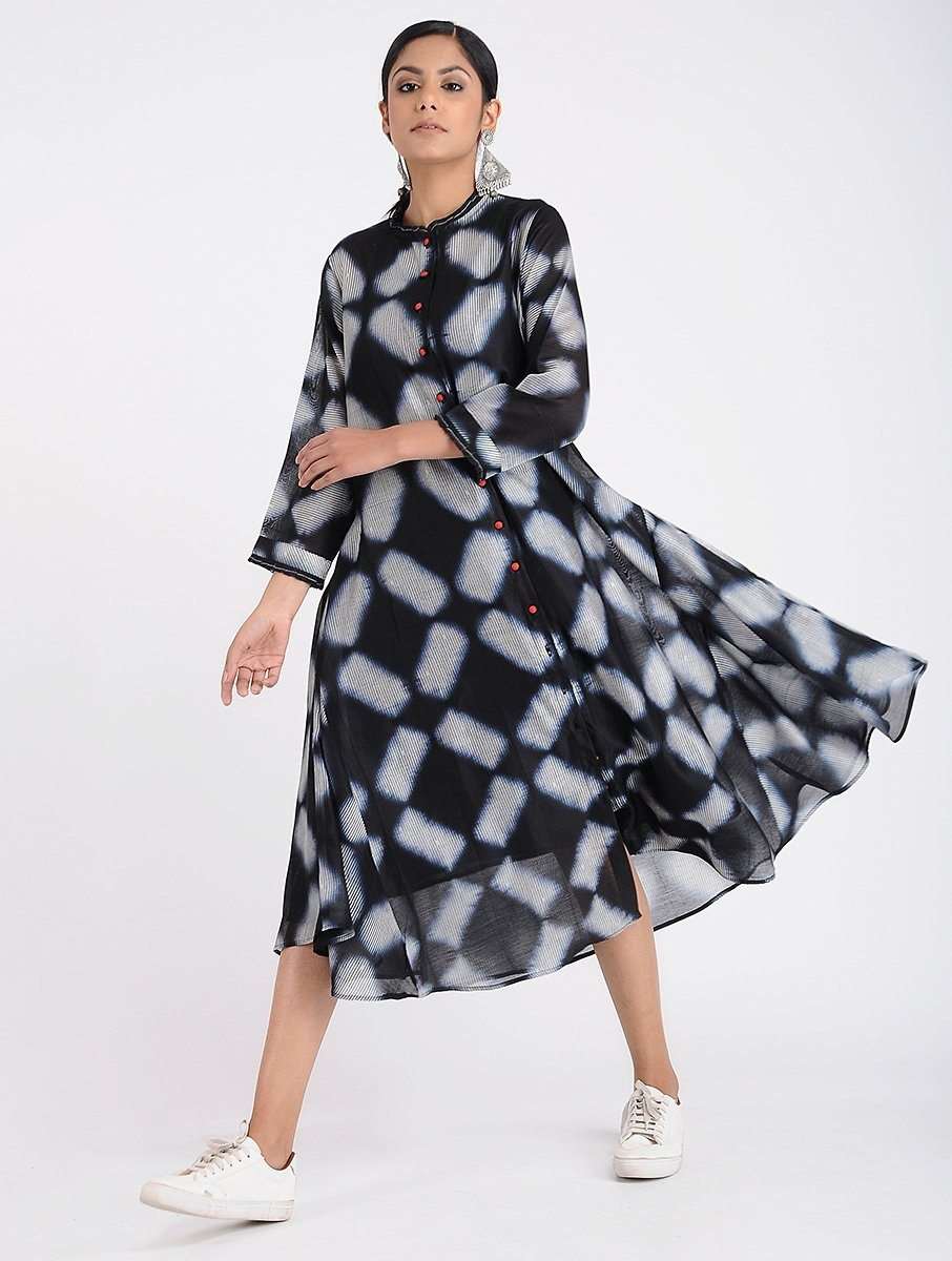 Clamp dyed Jacket dress (Set of 2) Jacket dress Sonal Kabra Sonal Kabra Buy Shop online premium luxury fashion clothing natural fabrics sustainable organic hand made handcrafted artisans craftsmen