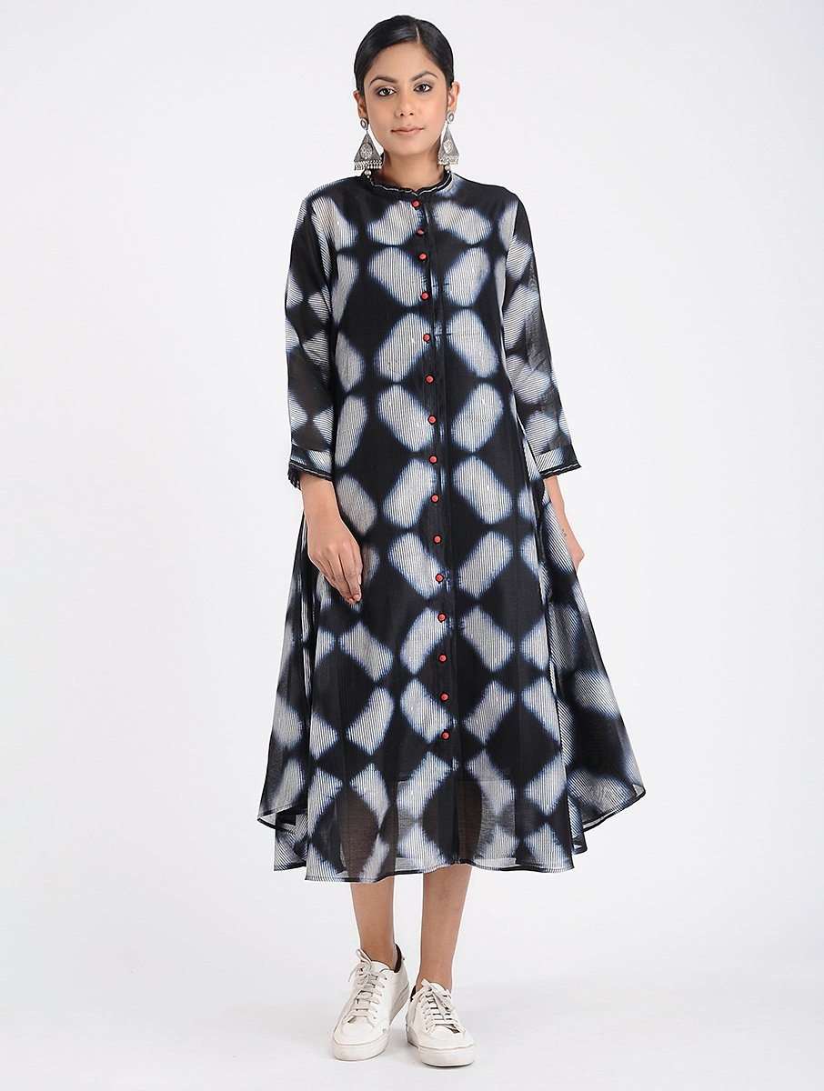 Clamp dyed Jacket dress (Set of 2) Jacket dress Sonal Kabra Sonal Kabra Buy Shop online premium luxury fashion clothing natural fabrics sustainable organic hand made handcrafted artisans craftsmen