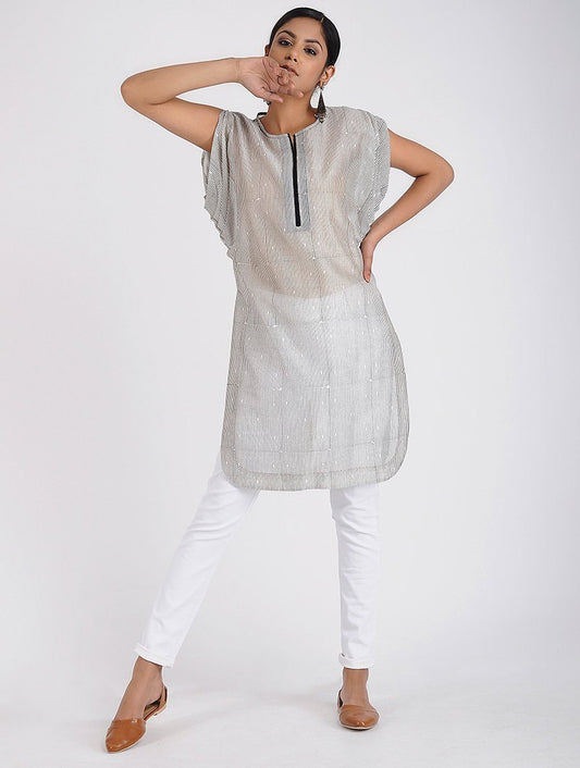 Cowl sleeve kurta Kurta Sonal Kabra Sonal Kabra Buy Shop online premium luxury fashion clothing natural fabrics sustainable organic hand made handcrafted artisans craftsmen