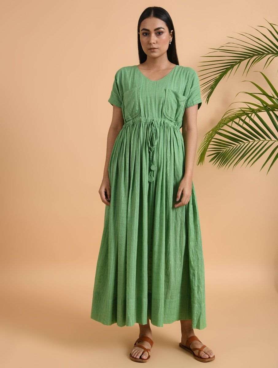 Double Pocket Maxi Dress Dress The Neem Tree Sonal Kabra Buy Shop online premium luxury fashion clothing natural fabrics sustainable organic hand made handcrafted artisans craftsmen