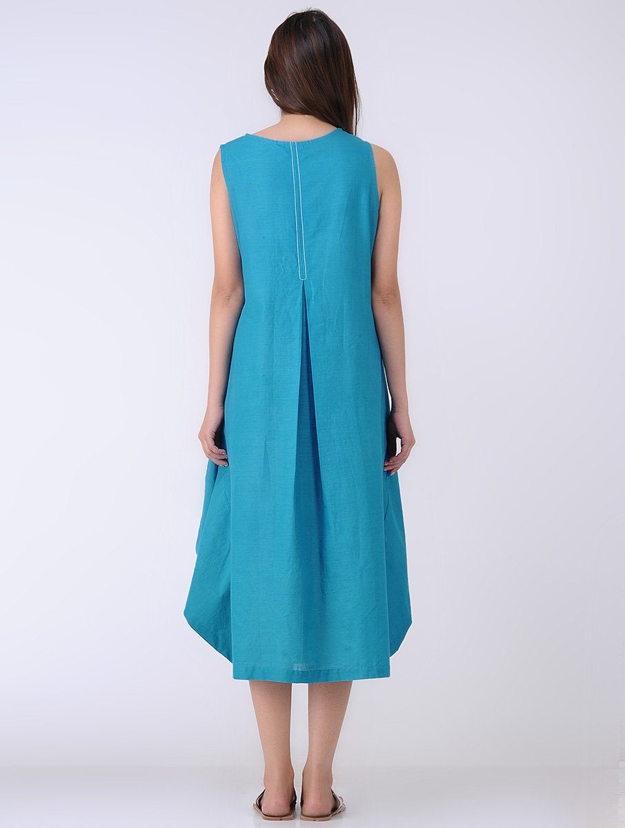 Drape dress - Blue Dress The Neem Tree Sonal Kabra Buy Shop online premium luxury fashion clothing natural fabrics sustainable organic hand made handcrafted artisans craftsmen