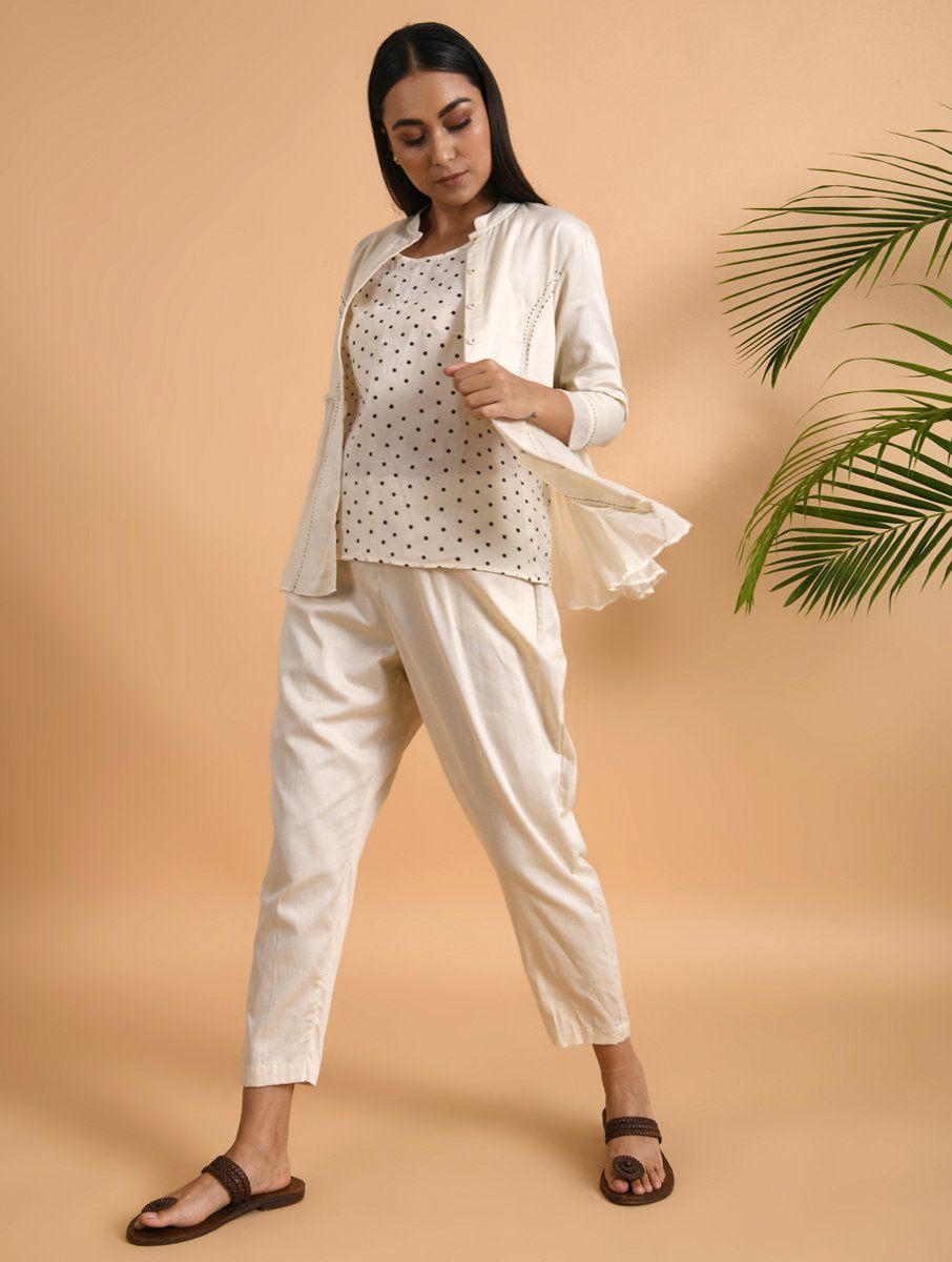 Gathered Khadi Shirt with Slip (Set of 2) Top The Neem Tree Sonal Kabra Buy Shop online premium luxury fashion clothing natural fabrics sustainable organic hand made handcrafted artisans craftsmen