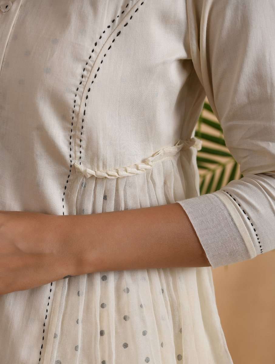 Gathered Khadi Shirt with Slip (Set of 2) Top The Neem Tree Sonal Kabra Buy Shop online premium luxury fashion clothing natural fabrics sustainable organic hand made handcrafted artisans craftsmen