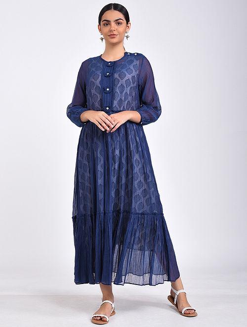 Indigo maxi dress Dress The Neem Tree Sonal Kabra Buy Shop online premium luxury fashion clothing natural fabrics sustainable organic hand made handcrafted artisans craftsmen