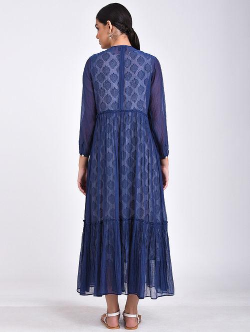 Indigo maxi dress Dress The Neem Tree Sonal Kabra Buy Shop online premium luxury fashion clothing natural fabrics sustainable organic hand made handcrafted artisans craftsmen