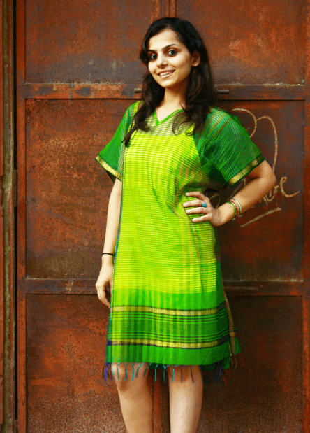 Lime green kaftan dress Dress Sonal Kabra Sonal Kabra Buy Shop online premium luxury fashion clothing natural fabrics sustainable organic hand made handcrafted artisans craftsmen