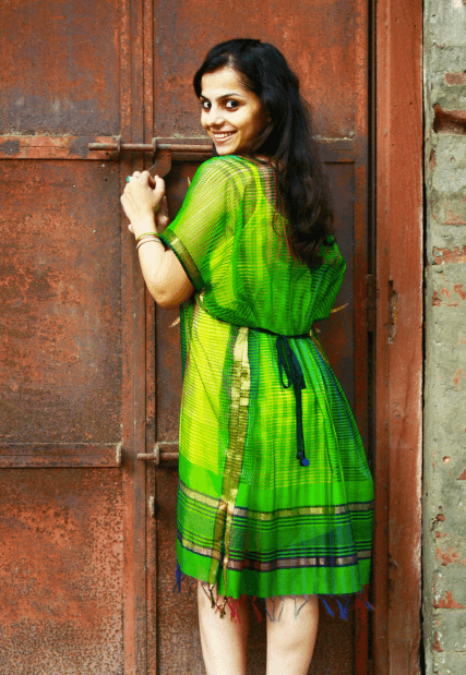 Lime green kaftan dress Dress Sonal Kabra Sonal Kabra Buy Shop online premium luxury fashion clothing natural fabrics sustainable organic hand made handcrafted artisans craftsmen