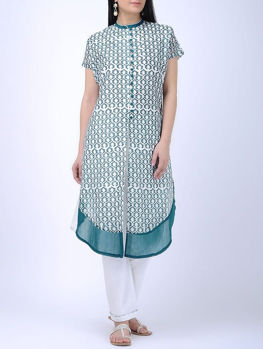 Ocean blue kurta Kurta Sonal Kabra Sonal Kabra Buy Shop online premium luxury fashion clothing natural fabrics sustainable organic hand made handcrafted artisans craftsmen