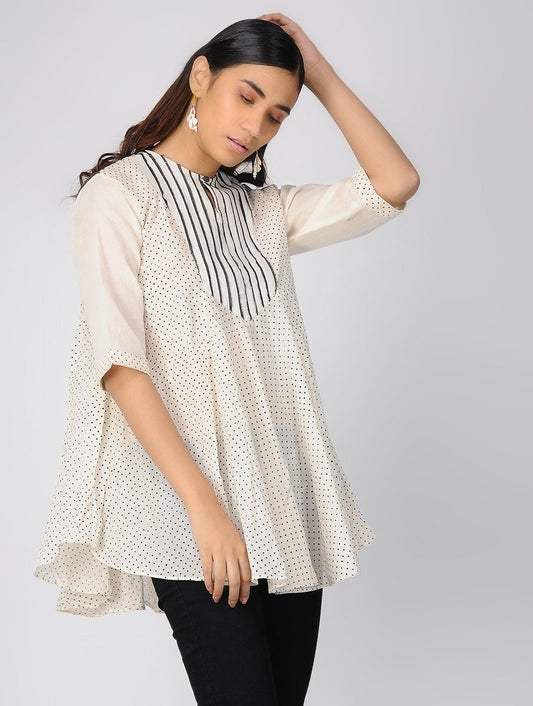 Pin tucked cotton top Top The Neem Tree Sonal Kabra Buy Shop online premium luxury fashion clothing natural fabrics sustainable organic hand made handcrafted artisans craftsmen
