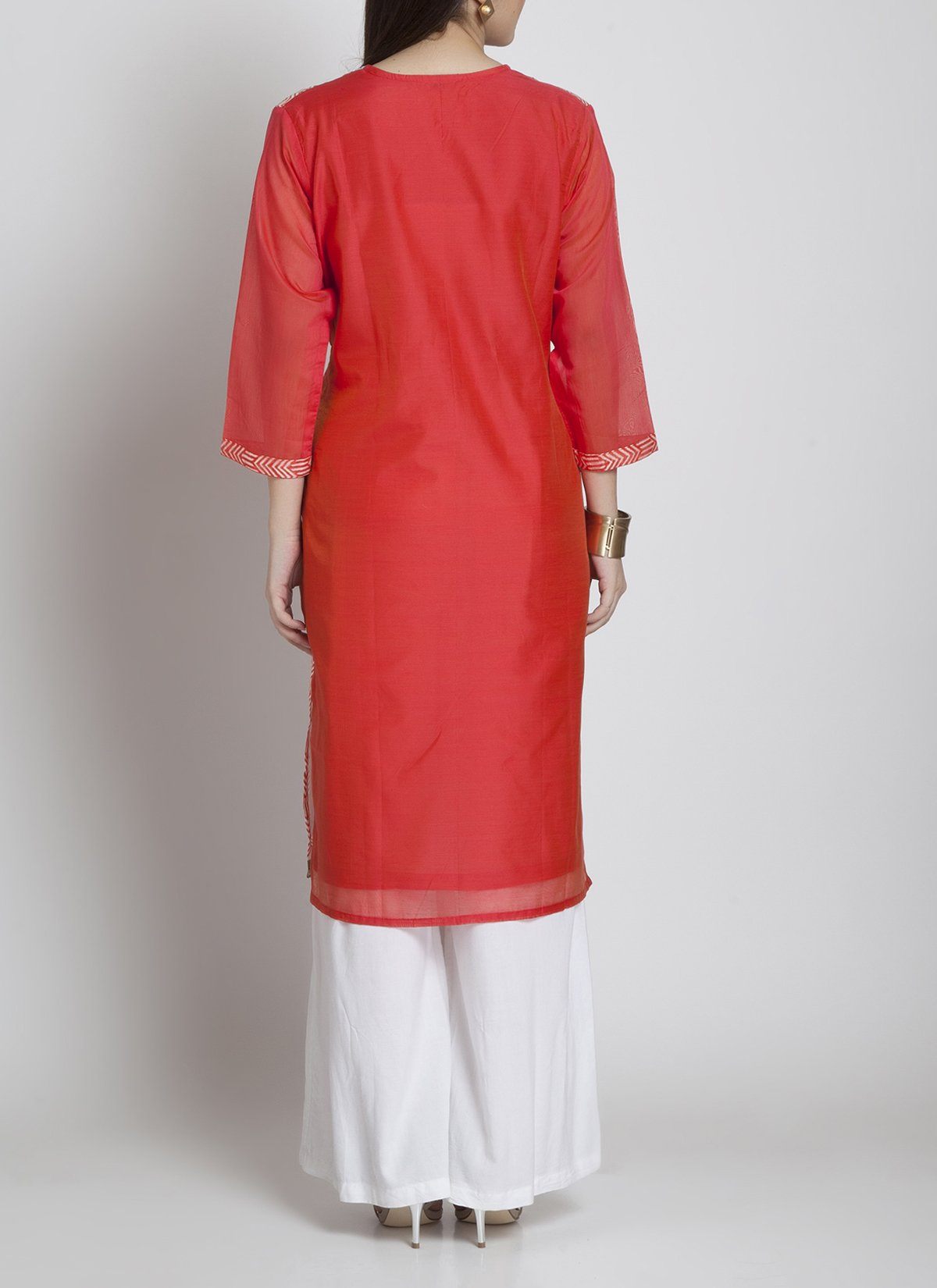 Pink block print kurta Kurta Sonal Kabra Sonal Kabra Buy Shop online premium luxury fashion clothing natural fabrics sustainable organic hand made handcrafted artisans craftsmen