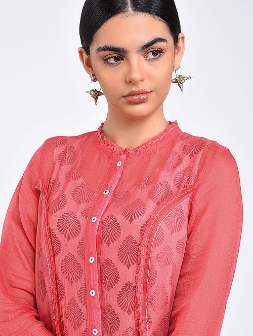 Pink kali dress Jacket dress The Neem Tree Sonal Kabra Buy Shop online premium luxury fashion clothing natural fabrics sustainable organic hand made handcrafted artisans craftsmen