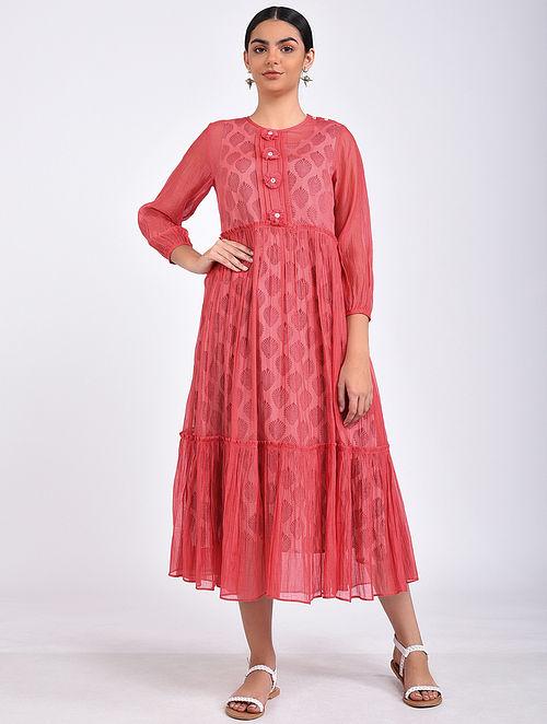 Pink maxi dress Dress The Neem Tree Sonal Kabra Buy Shop online premium luxury fashion clothing natural fabrics sustainable organic hand made handcrafted artisans craftsmen