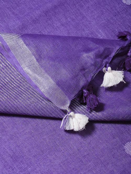 Purple linen dupatta Sarees & Stoles The Neem Tree Sonal Kabra Buy Shop online premium luxury fashion clothing natural fabrics sustainable organic hand made handcrafted artisans craftsmen