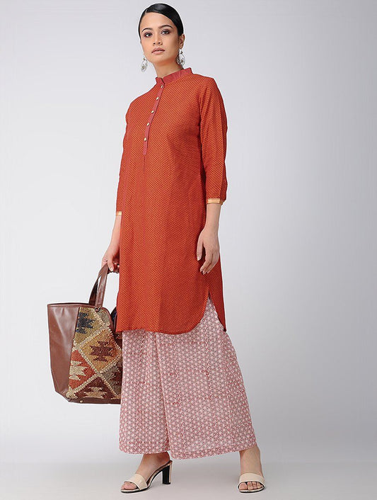 Red Cotton Kurta Kurta The Neem Tree Sonal Kabra Buy Shop online premium luxury fashion clothing natural fabrics sustainable organic hand made handcrafted artisans craftsmen